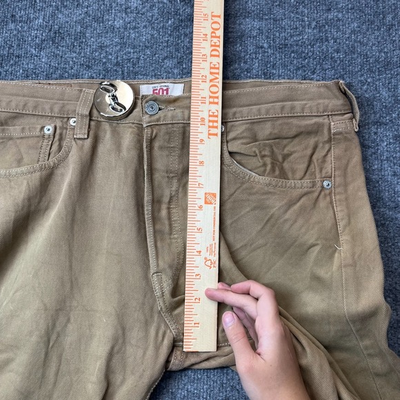 Levi's 501 Original Fit Straight Jeans Men's Tan Camel Denim Button Fly - 36X33 - Picture 4 of 12
